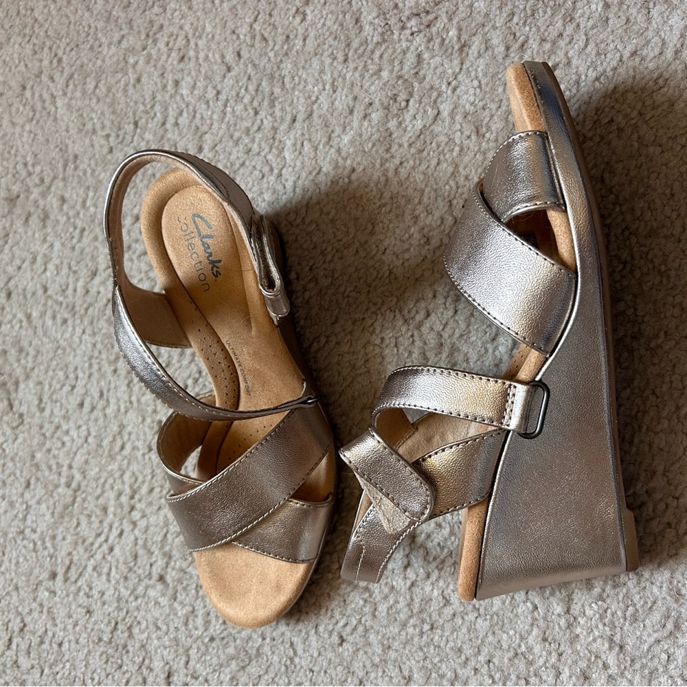 Clarks Wedge Sandals with Slingback Design